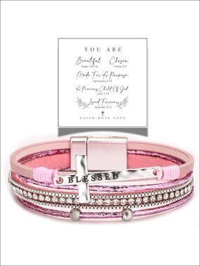 LINGYUAN Cross Bracelet for Women Leather Christian Religious Jewelry